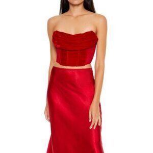 Forever 21 Cowl Corset Tube Top Dark Red XL